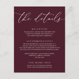 Burgundy Modern Minimalist Wedding Enclosure Kaart