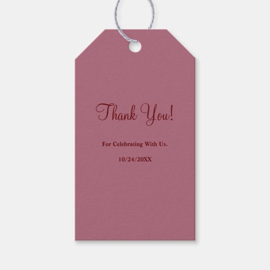 Burgundy Modern Minimalist Wedding Gift Labels Cadeaulabel (Voorkant)