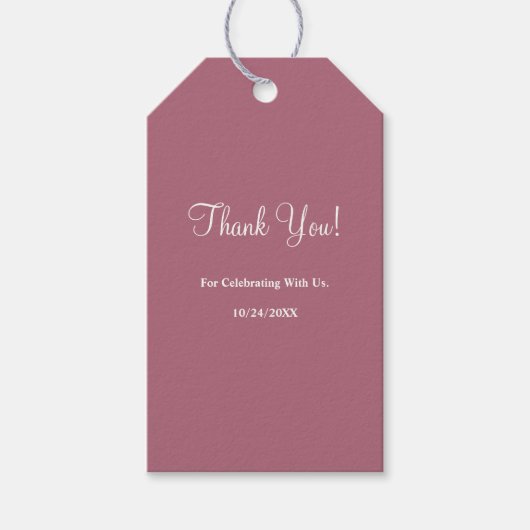 Burgundy Modern Minimalist Wedding Gift Labels Cadeaulabel (Voorkant)