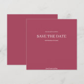 Burgundy Modern Minimalist Wedding Save the Date (Voorkant / Achterkant)