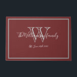 Burgundy Modern Monogram Name Cute Wedding Welcome Deurmat<br><div class="desc">Burgundy Modern Monogram Script Name Cute Wedding Welcome Doormat. Gepersonaliseerd grijs monogram met bruid- en bruinachaam en datum vastgesteld op een kruidenachtergrond. Maakt een uniek zoet cadeau voor nieuwigheden. Ideaal voor hun nieuwe leven samen. Klik personaliseren deze sjabloon om het snel en gemakkelijk aan te passen. Wordt wereldwijd snel verzonden....</div>
