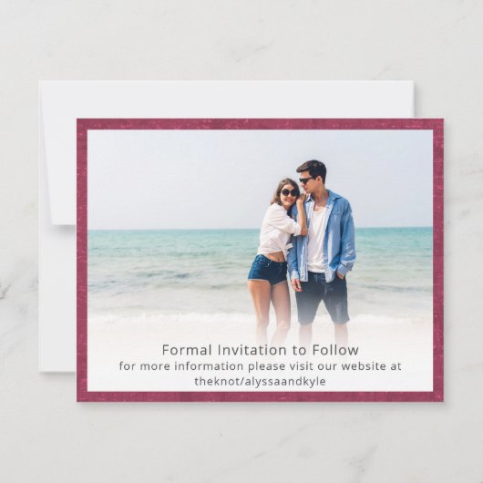 Burgundy Modern Photo Save the Date (Achterkant)