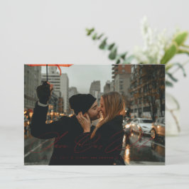 Burgundy Modern Save the Date Photo Card Kaart
