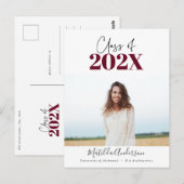 burgundy modern script afstudeerder fotoklasse 202 briefkaart (Voorkant / Achterkant)