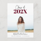 burgundy modern script afstudeerder fotoklasse 202 briefkaart (Voorkant)
