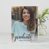 Burgundy Modern Script Two Photos Afstuderen Kaart (Staand voorkant)