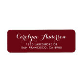 Burgundy Modern Script Typography Wedding Address Etiket (Voorkant)