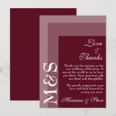 Burgundy Modern Script Wedding Bedankkaart (Voorkant / Achterkant)