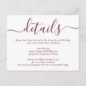 Burgundy Modern Script Wedding Informatiekaartje (Voorkant)