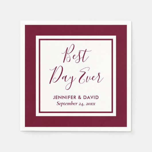 Burgundy Modern Script Wedding Servet (Voorkant)