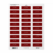 BURGUNDY modern simple professional name monogram Etiket (Full Sheet)