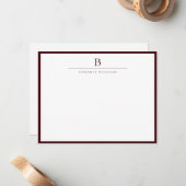Burgundy Modern Stationery Classic  Notitiekaartje (Voorkant / Achterkant in situ)