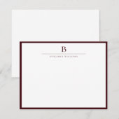 Burgundy Modern Stationery Classic  Notitiekaartje (Voorkant / Achterkant)