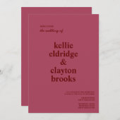 Burgundy Modern Type Weddenschap Kaart (Voorkant / Achterkant)