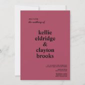 Burgundy Modern Type Weddenschap Kaart (Voorkant)