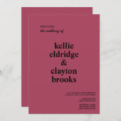 Burgundy Modern Type Weddenschap Kaart (Voorkant / Achterkant)