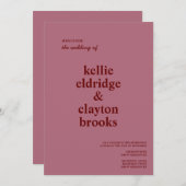 Burgundy Modern Type Weddenschap Kaart (Voorkant / Achterkant)