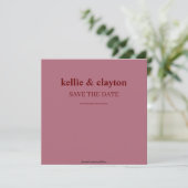 Burgundy Modern Type Wedding Save the Date (Staand voorkant)