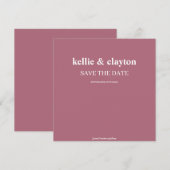 Burgundy Modern Type Wedding Save the Date (Voorkant / Achterkant)