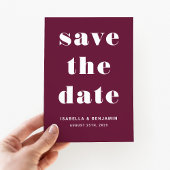 Burgundy Modern Typografie bespaart de datum van h Save The Date