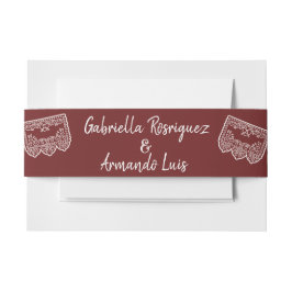 Burgundy Modern Wedding Belly Band Uitnodigingen Wikkel