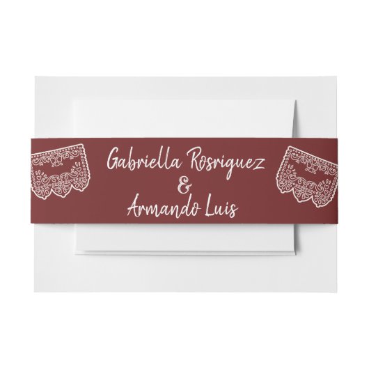 Burgundy Modern Wedding Belly Band Uitnodigingen Wikkel (Voorkant Voorbeeld)