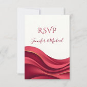 Burgundy Modern Wedding RSVP Kaartje (Voorkant)