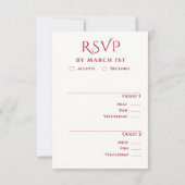Burgundy Modern Wedding RSVP Kaartje (Achterkant)