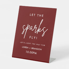 Burgundy Modern Wedding Sparkler Verzenden Reclamebord Met Voetstuk