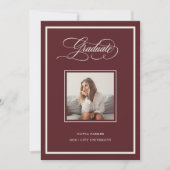 Burgundy | Moderne fotolijst Elegante script afstu Aankondiging (Voorkant)