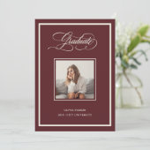 Burgundy | Moderne fotolijst Elegante script afstu Aankondiging (Staand voorkant)