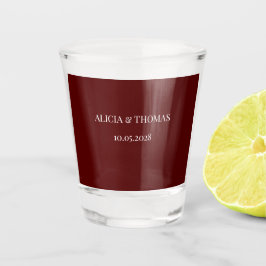 Burgundy moderne initialen minimalistische trouw  shot glas