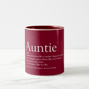 Burgundy Moderne Leuke Oom of Tante Definitie Tweekleurige Koffiemok