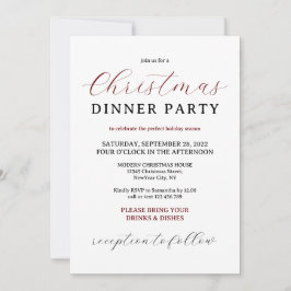 Burgundy Moderne Minimale kerstfeestdag Kaart