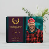 Burgundy Monogram + Aankondiging van het Afstudere (Staand Voorkant)