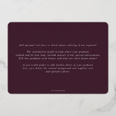 Burgundy Monogram + Aankondiging van het Afstudere (Achterkant)