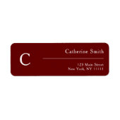 Burgundy Monogram Modern Return Address Label (Voorkant)