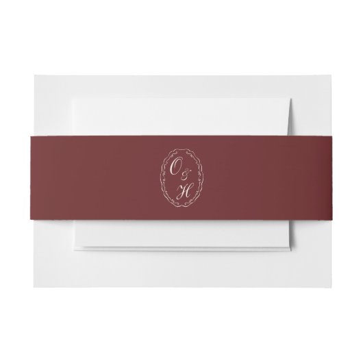 Burgundy Monogram Wedding Belly Band Uitnodigingen Wikkel (Voorkant Voorbeeld)