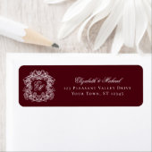 Burgundy Monogram Wedding Crest Return Address Etiket (Insitu)
