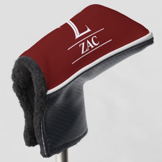 Burgundy Monogrammed Putter Golf Head Hoesje Golfheadcover (3/4 voorkant)
