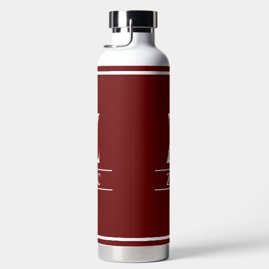 Burgundy Monogrammed Waterfles (Rechts)
