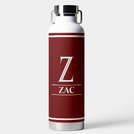 Burgundy Monogrammed Waterfles