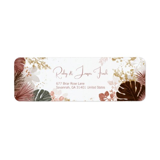 Burgundy Monstera Gold Stardust Botanical Etiket (Voorkant)