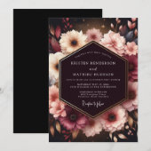 Burgundy Moody Bloom Opulence Bruiloft Kaart (Voorkant / Achterkant)