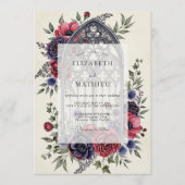 Burgundy Moody Gothic Cathedral Wedding Kaart (Voorkant)