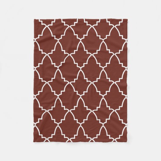 Burgundy Moroccan Lattice Pattern Fleece Deken (Voorkant)