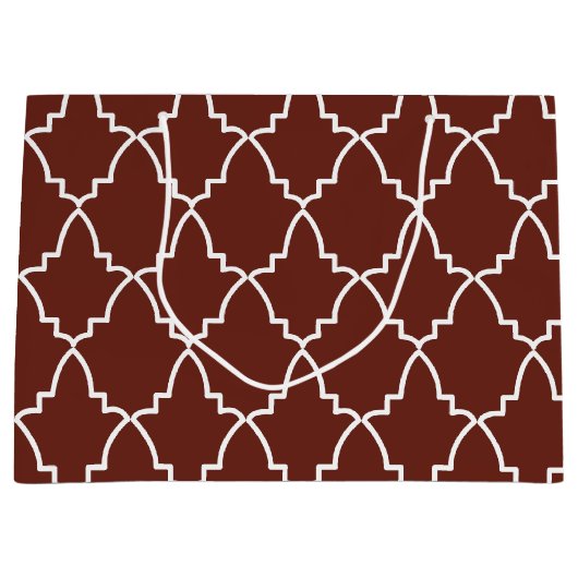 Burgundy Moroccan Lattice Pattern Groot Cadeauzakje (Voorkant)