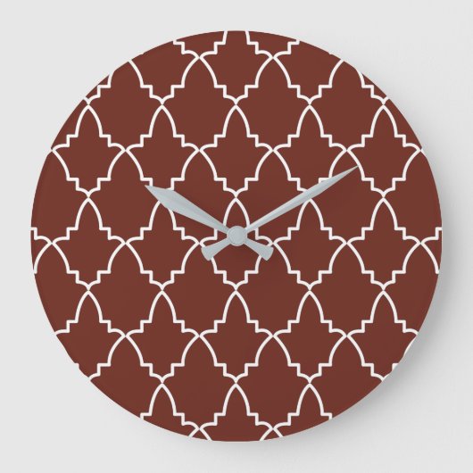 Burgundy Moroccan Lattice Pattern  Grote Klok (Voorkant)