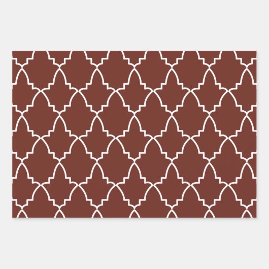 Burgundy Moroccan Lattice Pattern Inpakpapier Vel (Voorkant 2)