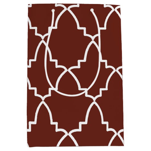 Burgundy Moroccan Lattice Pattern Medium Cadeauzakje (Voorkant)